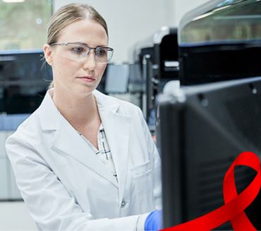 Hologic employee working in lab