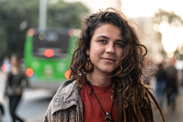 young women looking at camera