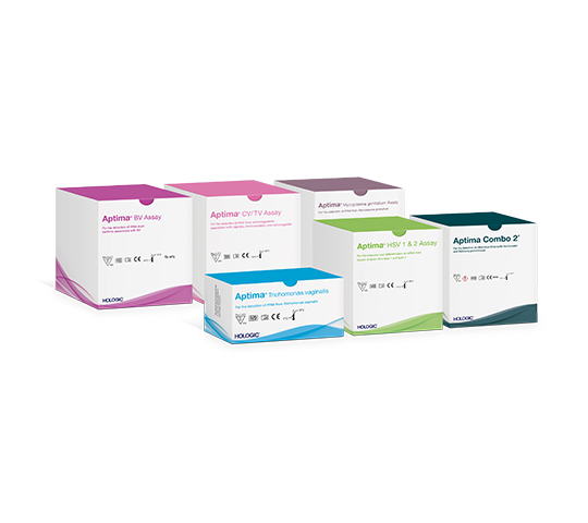 Group of assay boxes on white background