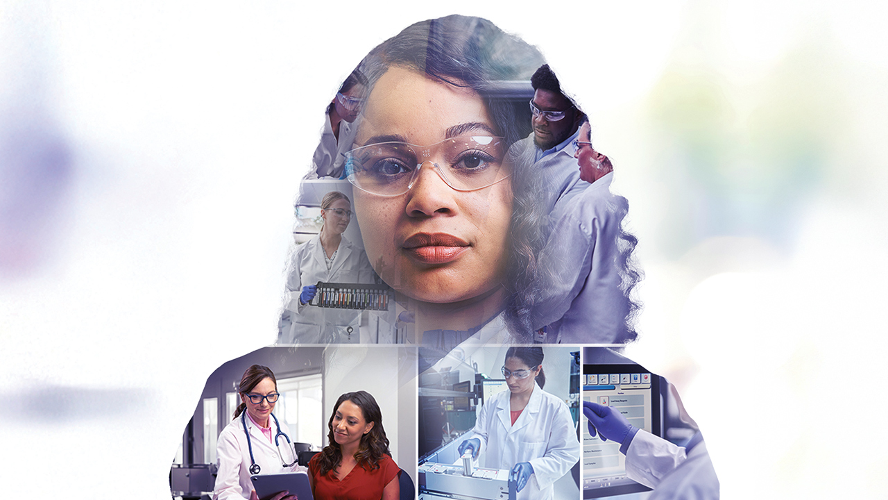 collage of lab technicians in a lab