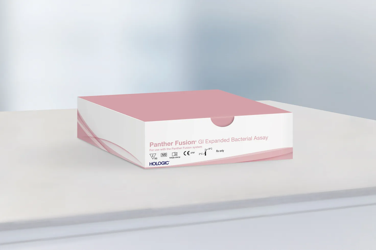 Assay box on table in a lab background